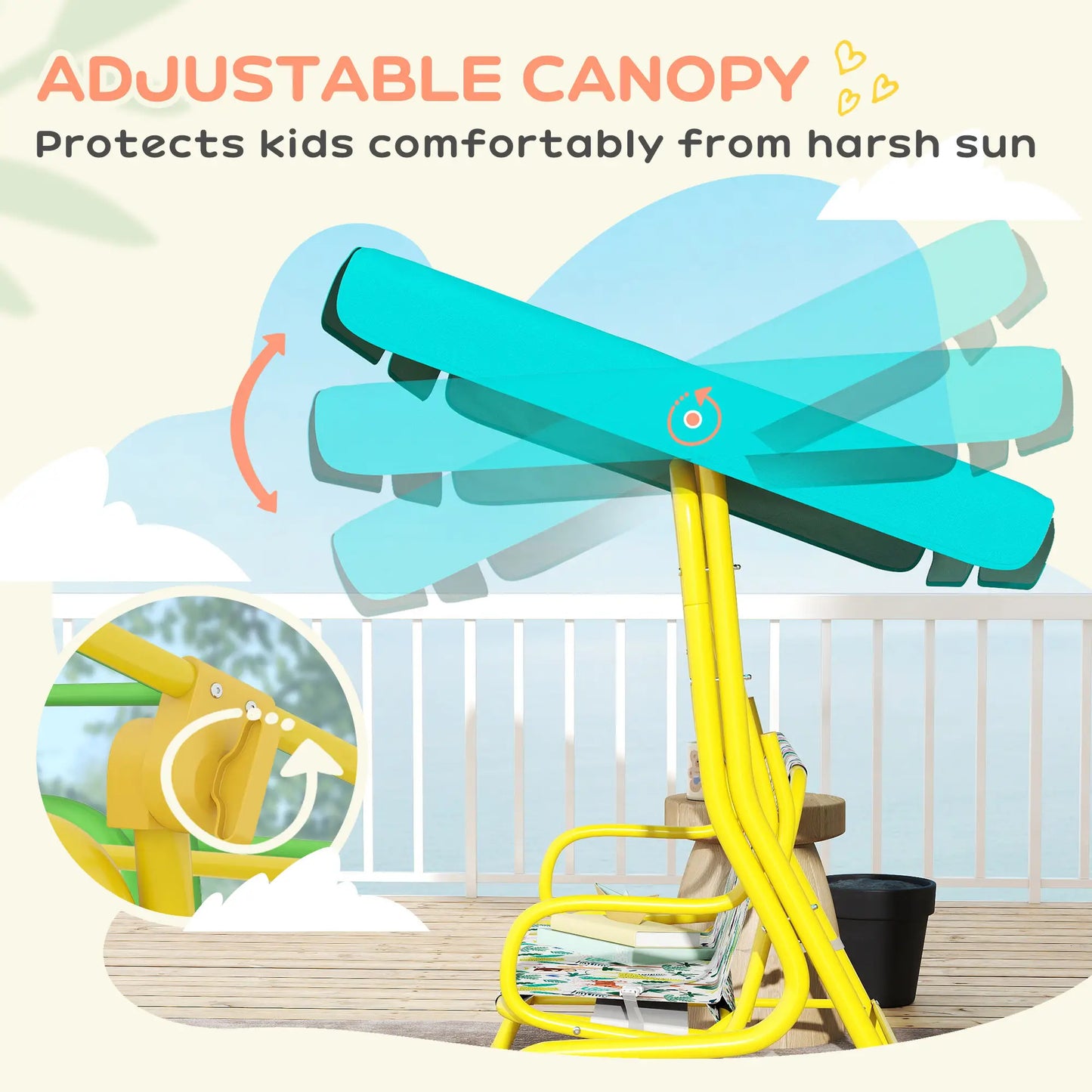 Kids Porch Swing, 2-Seater With Safety Belts, Adjustable Canopy, Green Gym Sets & Swings at Gallery Canada