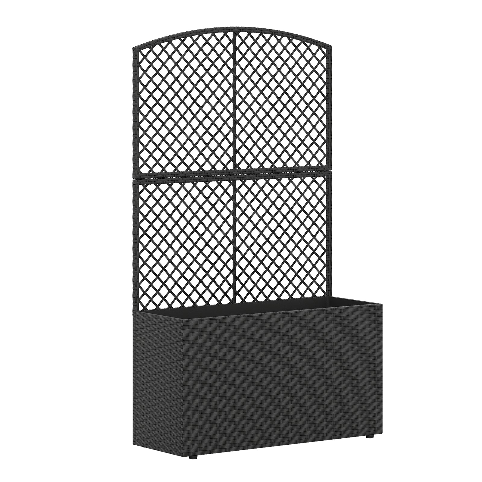 49 Inch Raised Garden Bed With Trellis, Wicker Planter Box, Black Raised Garden Beds at Gallery Canada