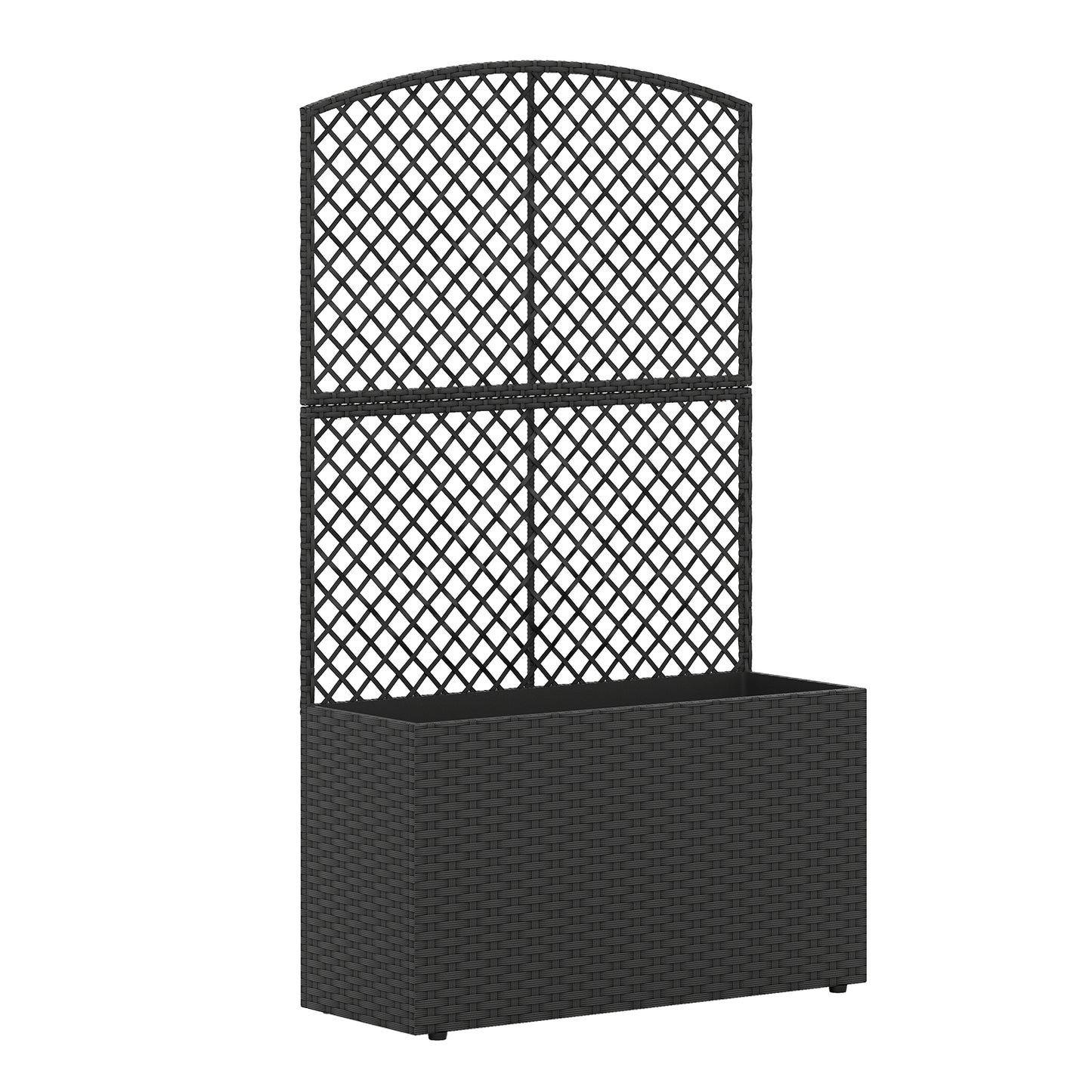 49 Inch Raised Garden Bed With Trellis, Wicker Planter Box, Black Raised Garden Beds at Gallery Canada