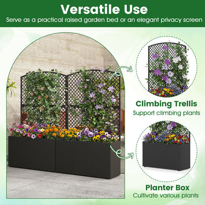 49 Inch Raised Garden Bed With Trellis, Wicker Planter Box, Black Raised Garden Beds at Gallery Canada