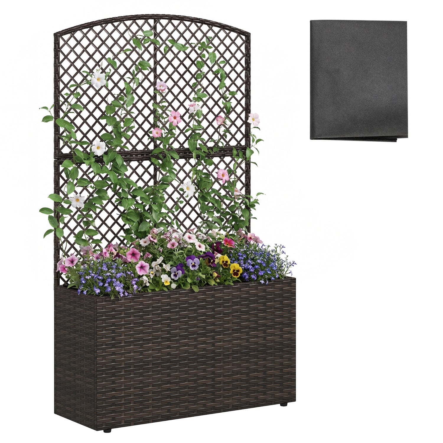 49 Inch Raised Garden Bed With Trellis, Wicker Planter Box, Brown Raised Garden Beds at Gallery Canada