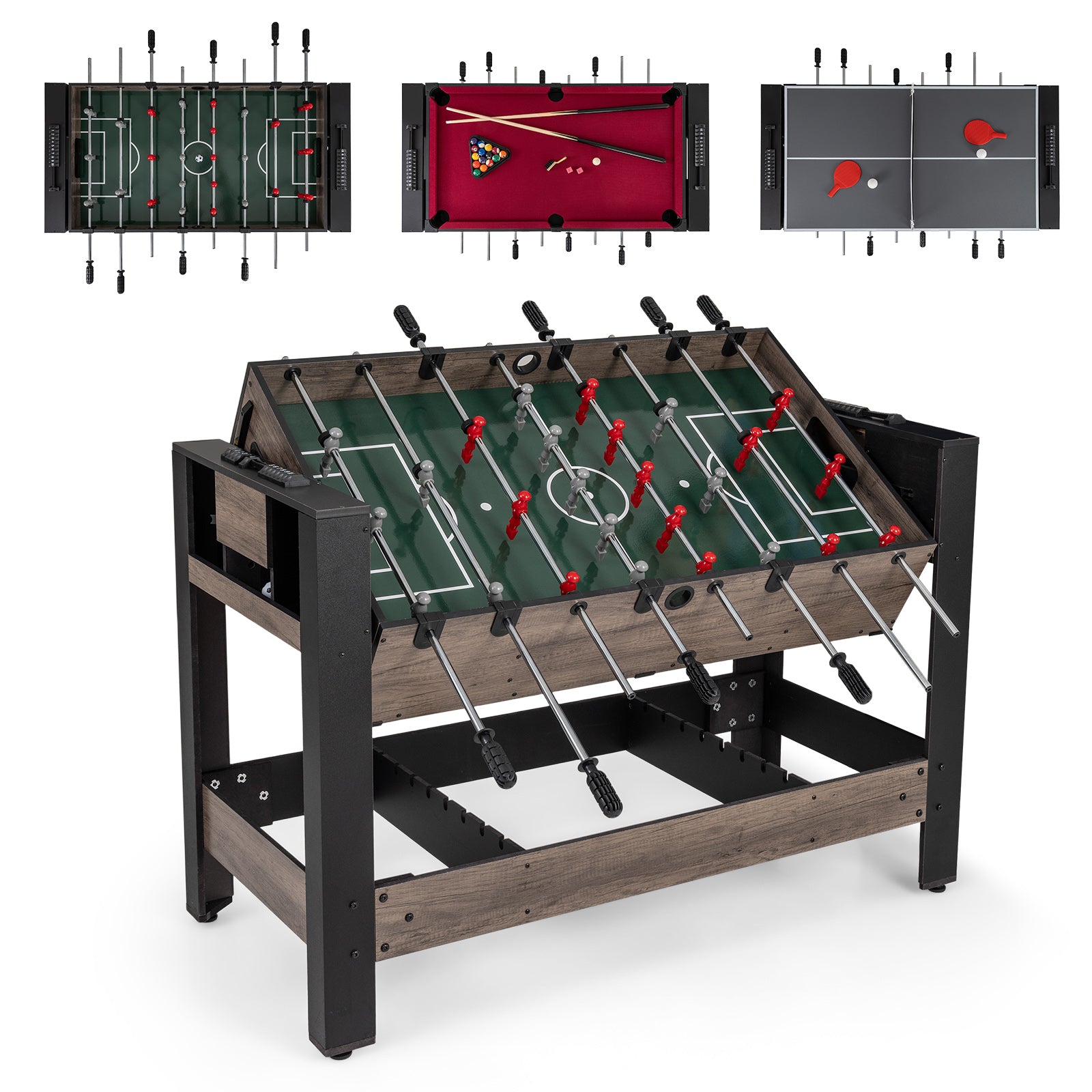 49 inch Combo Game Table with Pool Billiards, Brown Game Room at Gallery Canada