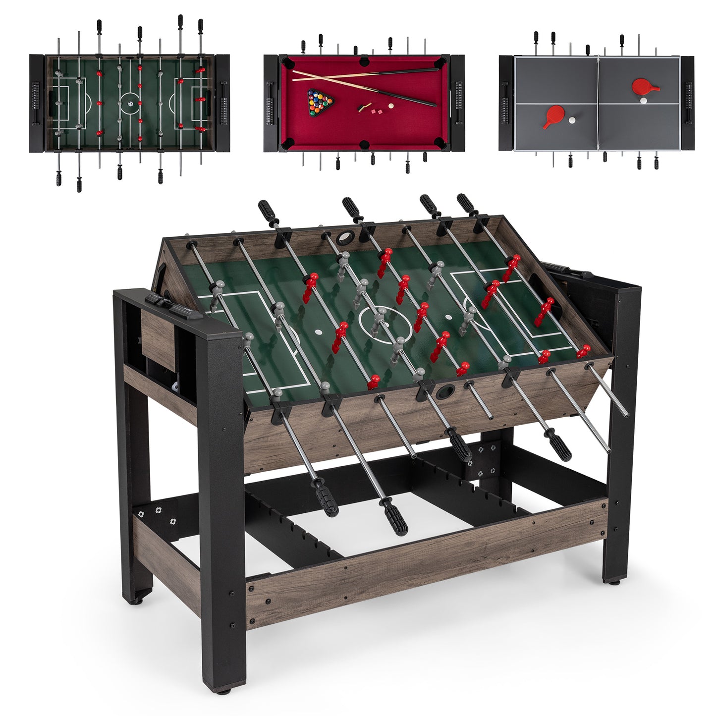 49 inch Combo Game Table with Pool Billiards, Brown Game Room at Gallery Canada