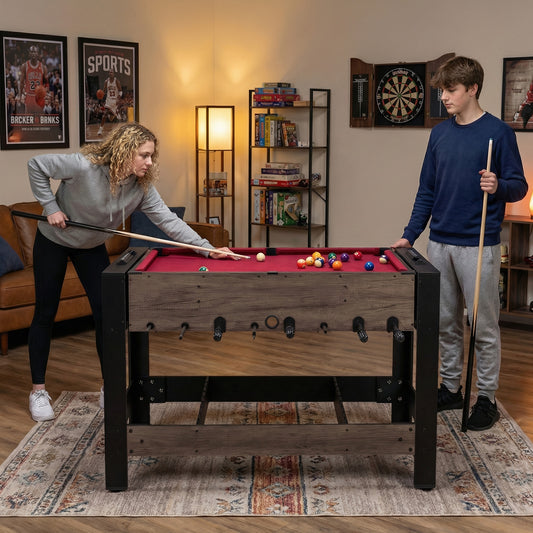 49 inch Combo Game Table with Pool Billiards, Brown Game Room Brown at Gallery Canada