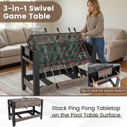 49 inch Combo Game Table with Pool Billiards, Brown Game Room at Gallery Canada