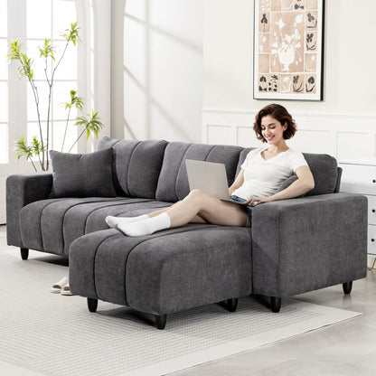 Sectional Couch, 3 Seater L-Shaped Sofa, Changeable Chaise, Grey 3-Seater Sofas at Gallery Canada