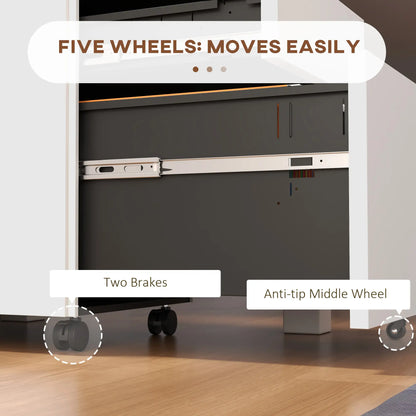 3-Drawer Steel Filing Cabinet on Wheels, Lockable, Adjustable Hanging Bar, White Office Cabinets & Cupboards at Gallery Canada