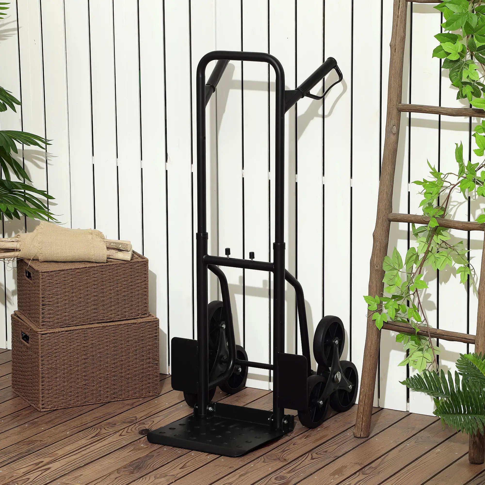 6-Wheels Stair Climber Cart, Foldable Steel, 264lbs, Black Folding Hand Trucks at Gallery Canada