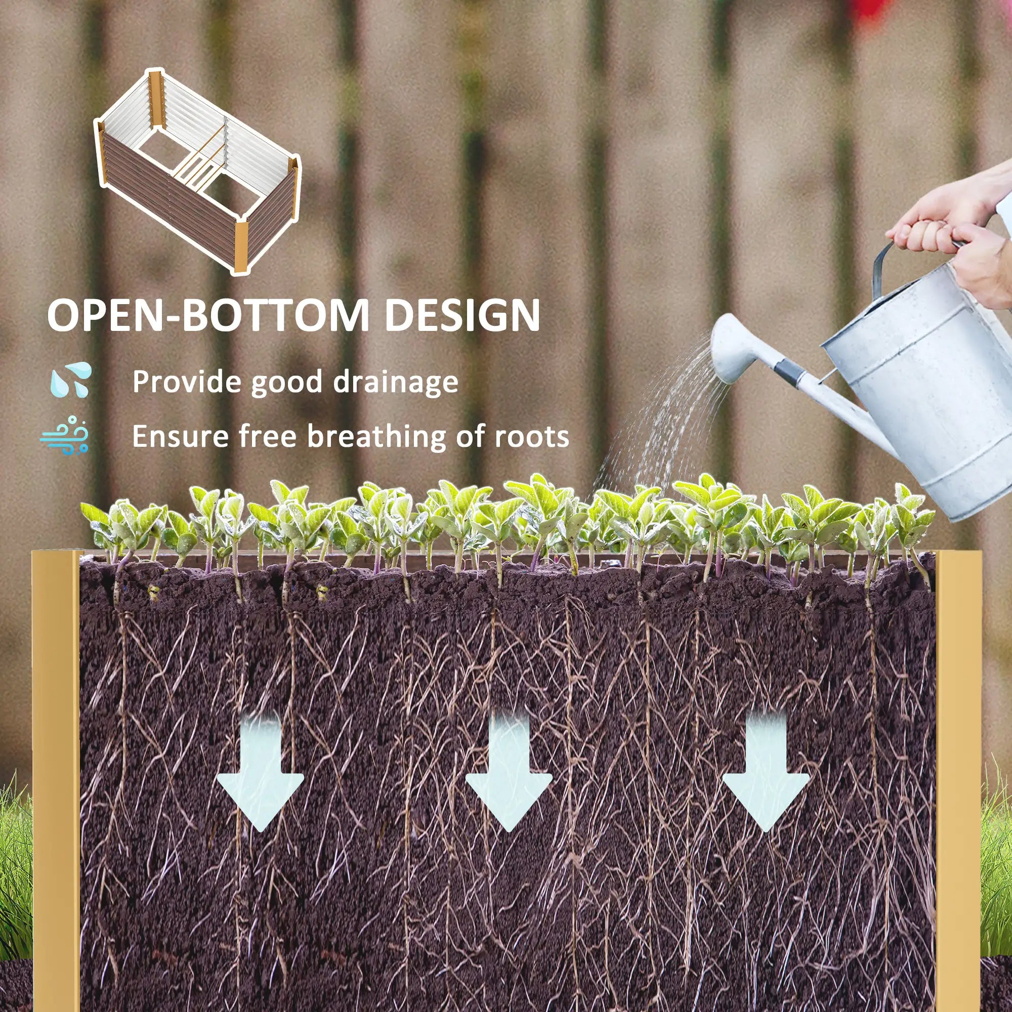 Set of 2 Galvanized Metal Planters, 4' x 2' x 2', Distressed Dark Brown, Dark Brown Raised Garden Beds at Gallery Canada