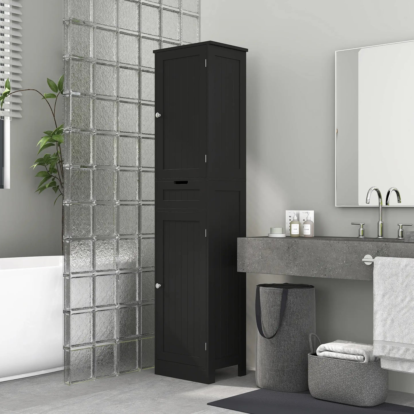 Freestanding Bathroom Cabinet, Drawer and 2 Doors, Tall Cupboard Bathroom Cabinets at Gallery Canada