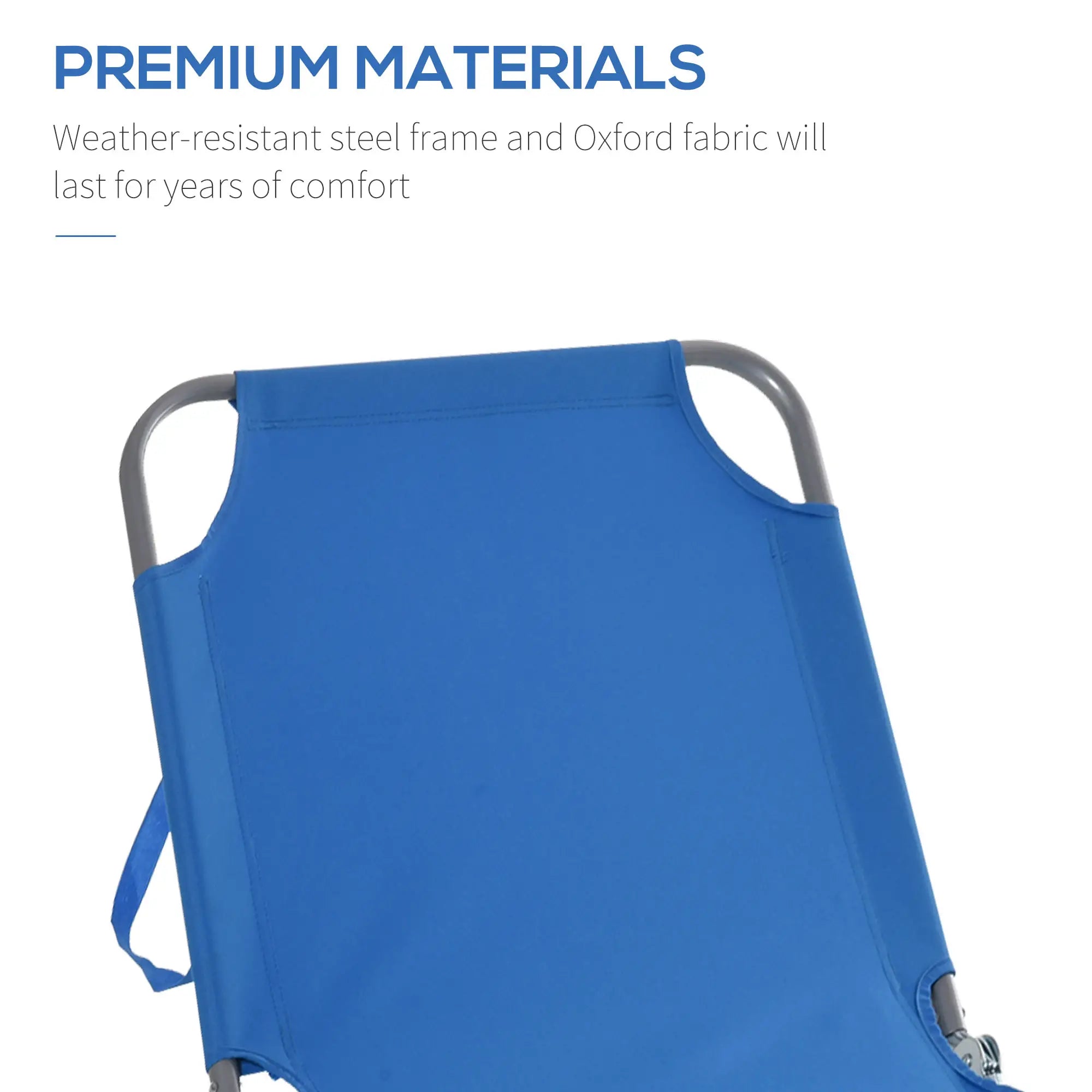 Folding Outdoor Lounge Chair, Portable Reclining Beach Lounger, Blue Lounger Chairs at Gallery Canada
