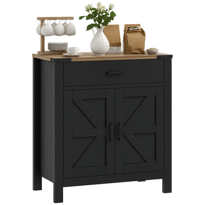 Farmhouse Buffet Cabinet, 1 Drawer, Storage Cabinet, Adjustable Shelf, Black Bar Cabinets at Gallery Canada