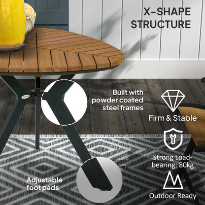 35.4" Outdoor Dining Table, Slatted Acacia Wood Top, Steel Legs Patio Dinning Tables at Gallery Canada