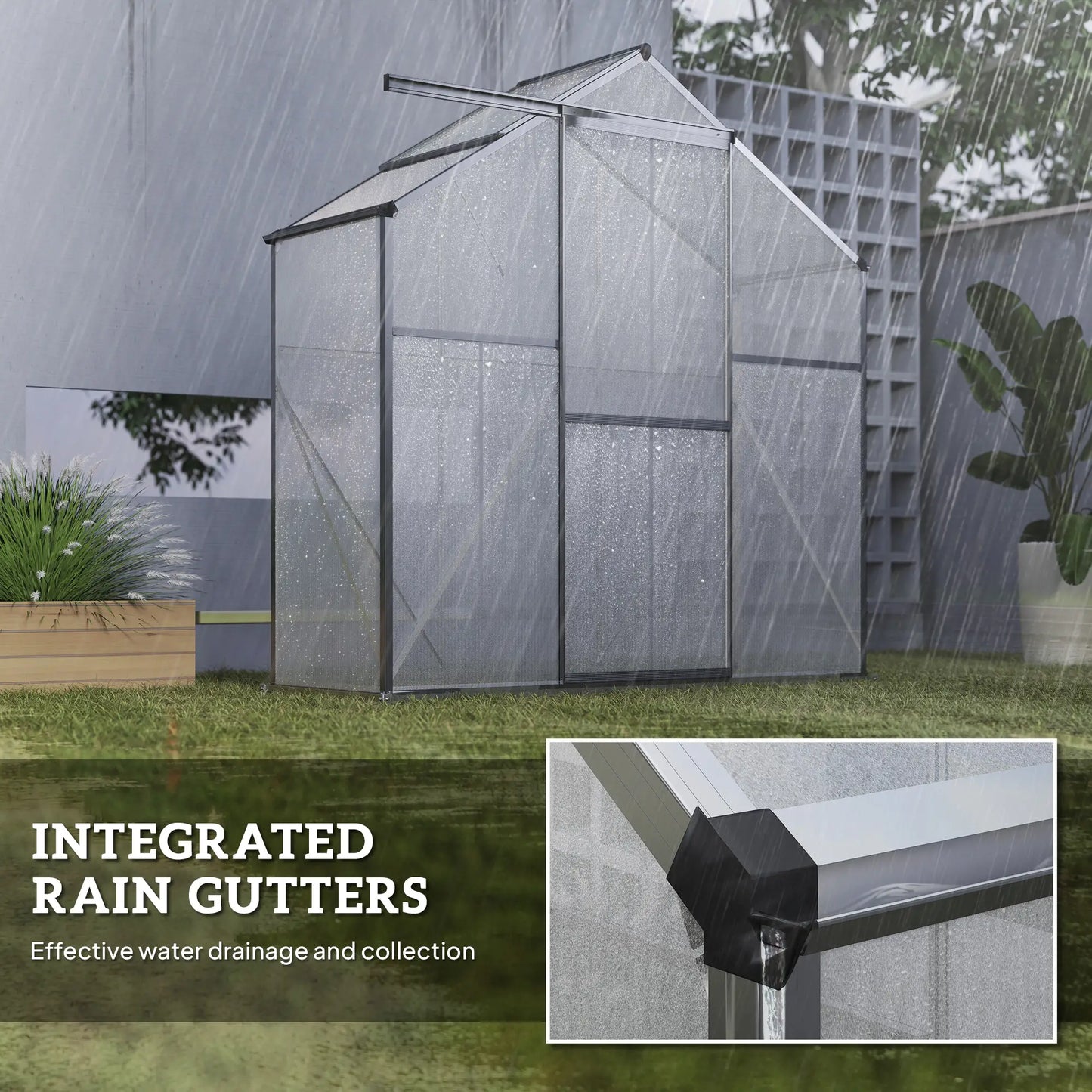 6' X 2.5' Polycarbonate Greenhouse With Sliding Door & Roof Vent, No color found Walk In Greenhouses at Gallery Canada