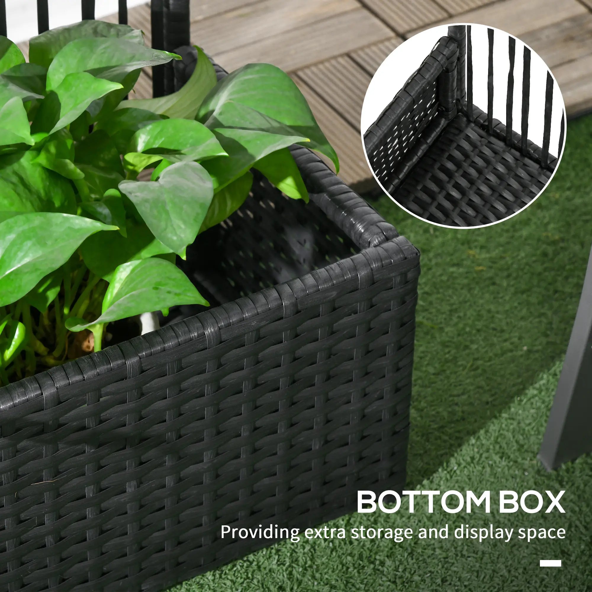 Raised Garden Bed with Lattice Trellis, Rattan Planter with Storage, Black Raised Garden Beds at Gallery Canada