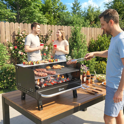 Charcoal BBQ Grill, Portable with Adjustable Grates, Foldable Legs, Black Charcoal BBQ Grils at Gallery Canada