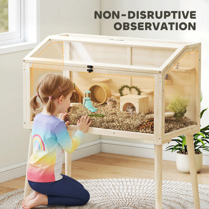Wooden Hamster Cage With Openable Top, Seesaws, Platforms, 43.3"x20.5"x39.8" Hamster Cages at Gallery Canada