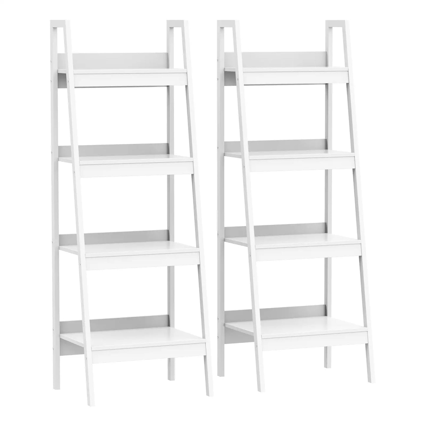 Set of 2, 4 Tier Ladder Shelf, Multi-Use Display Rack, White Display Bookshelves White at Gallery Canada