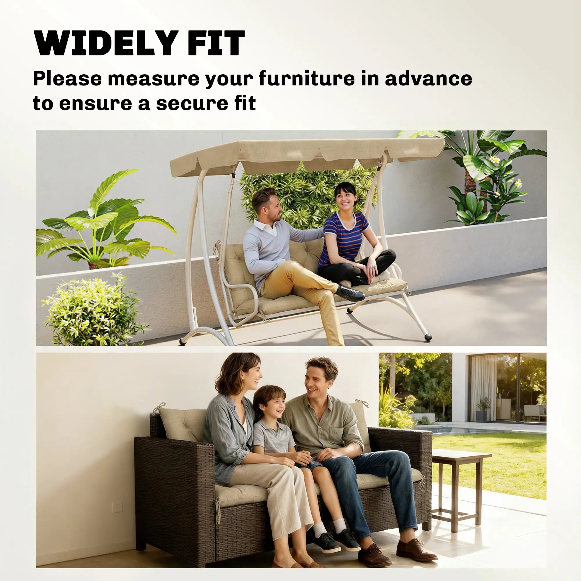 3-Seater Bench Swing Replacement Cushions, Patio Garden, Beige Patio Chair Cushions at Gallery Canada