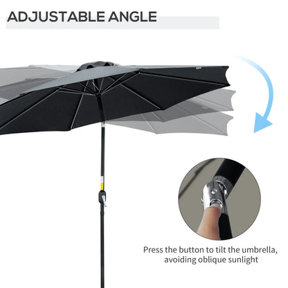 10' x 8' Round Market Umbrella, Crank Handle, Tilt, Black Sun Umbrellas at Gallery Canada