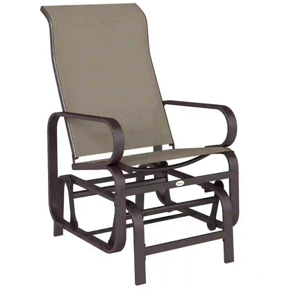 Patio Glider Chair, Breathable Mesh Fabric, Brown Outdoor Gliders Brown Frame, Brown Texteline at Gallery Canada