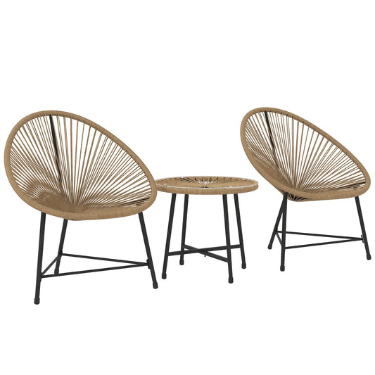 3 Piece Wicker Patio Bistro Set, Acapulco Chairs, Glass-Top Table, Natural Wood Bistro Sets Black, Natural at Gallery Canada