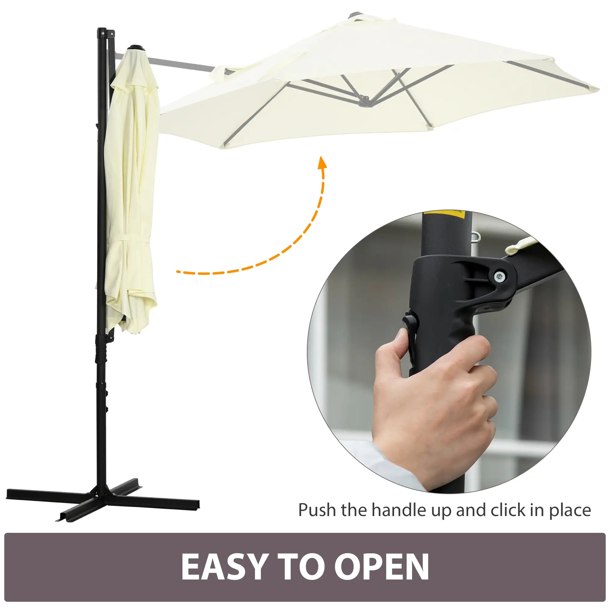 8.5FT Offset Patio Umbrella, 360° Rotation, Cantilever Sun Shade, Beige Cantilever Umbrellas at Gallery Canada