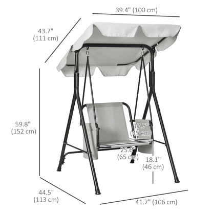 1-Seat Outdoor Porch Swing Patio Swing with Adjustable Canopy, Removable Seat and Back Cushion for Garden, Poolside Patio Swings with Stand at Gallery Canada