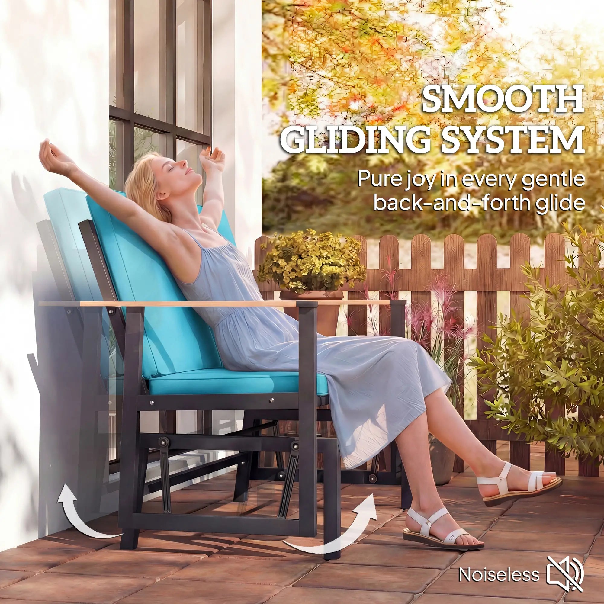 Outdoor Glider Bench For 2, With Thick Cushions, Navy Blue Outdoor Gliders at Gallery Canada