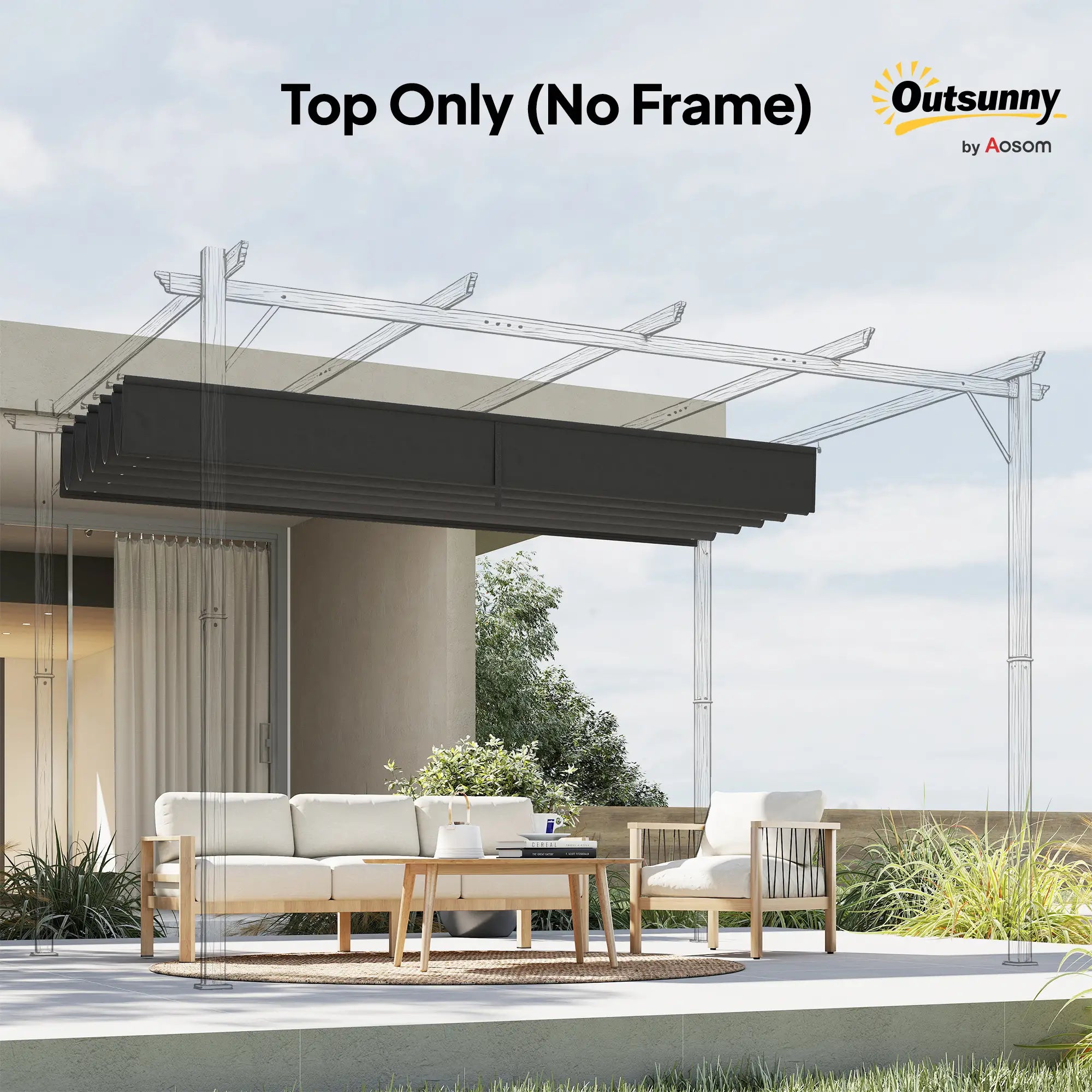 Retractable Pergola Canopy Replacement, 10' x 10', Dark Grey Gazebo Canopy Replacement at Gallery Canada