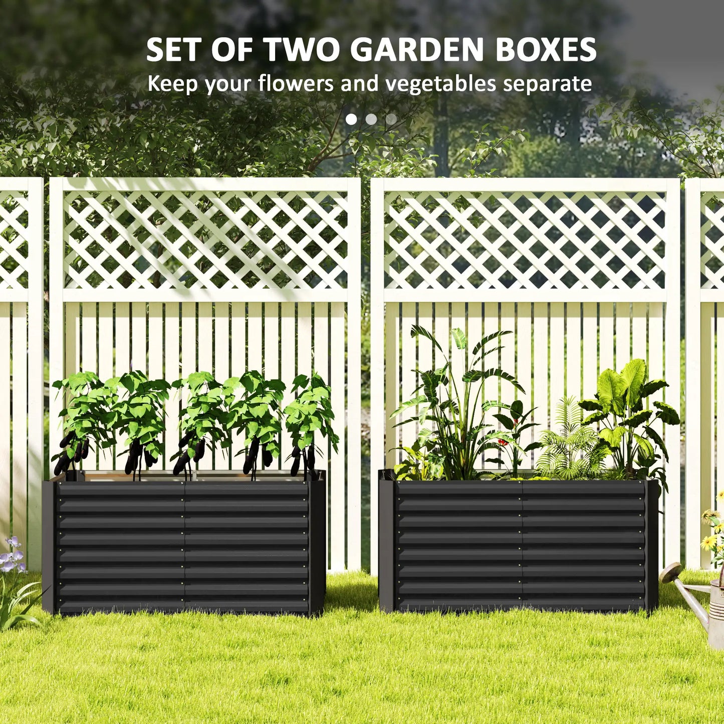 Set Of 2 Galvanized Metal Planters, 4' X 2' X 2' Raised Garden Bed, Dark Grey Galvanized Planter Boxes at Gallery Canada