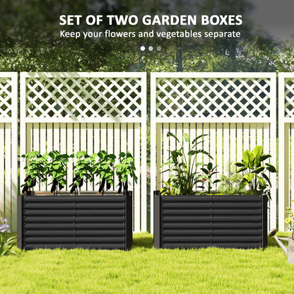 Set Of 2 Galvanized Metal Planters, 4' X 2' X 2' Raised Garden Bed, Dark Grey Galvanized Planter Boxes at Gallery Canada