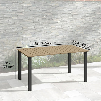 59" Outdoor Patio Table with Umbrella Hole, Slatted Tabletop, Brown Patio Dinning Tables at Gallery Canada