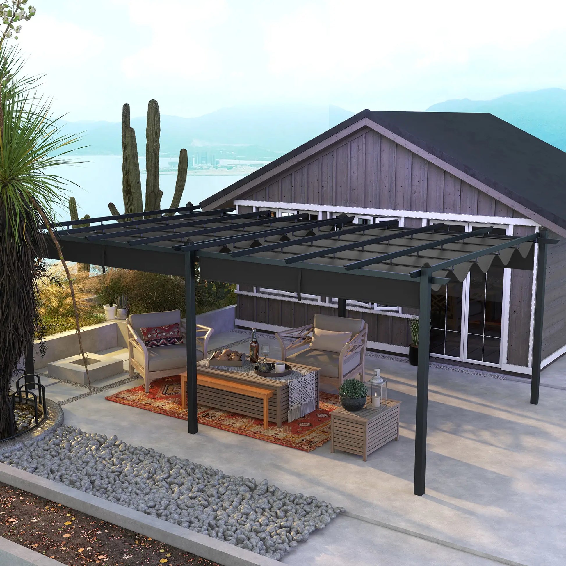 11.7' x 19.6' Retractable Pergola Canopy, For Grill, Patio, Garden, Aluminum Pergolas at Gallery Canada