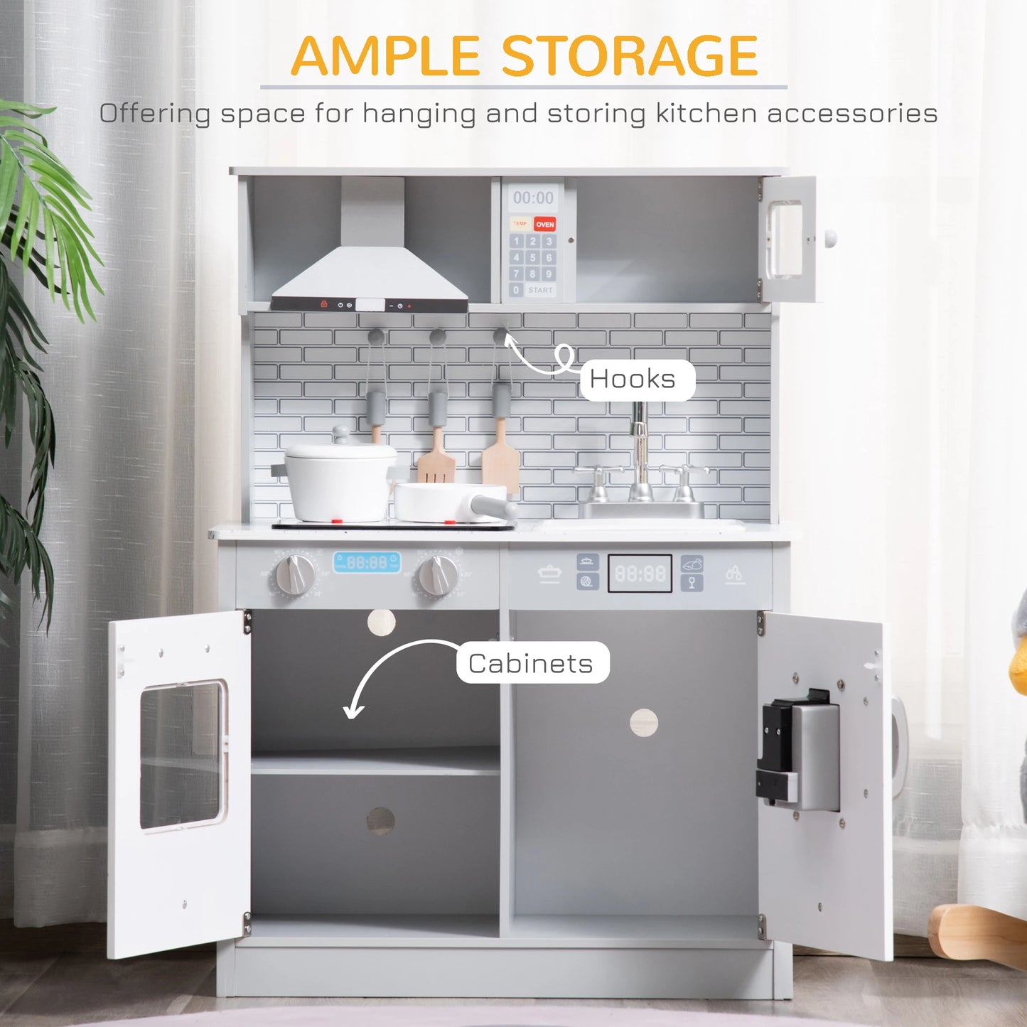 Kids Kitchen Play Set, Pretend Cooktop with Sound, Light, 3-6 Years Play Kitchen at Gallery Canada