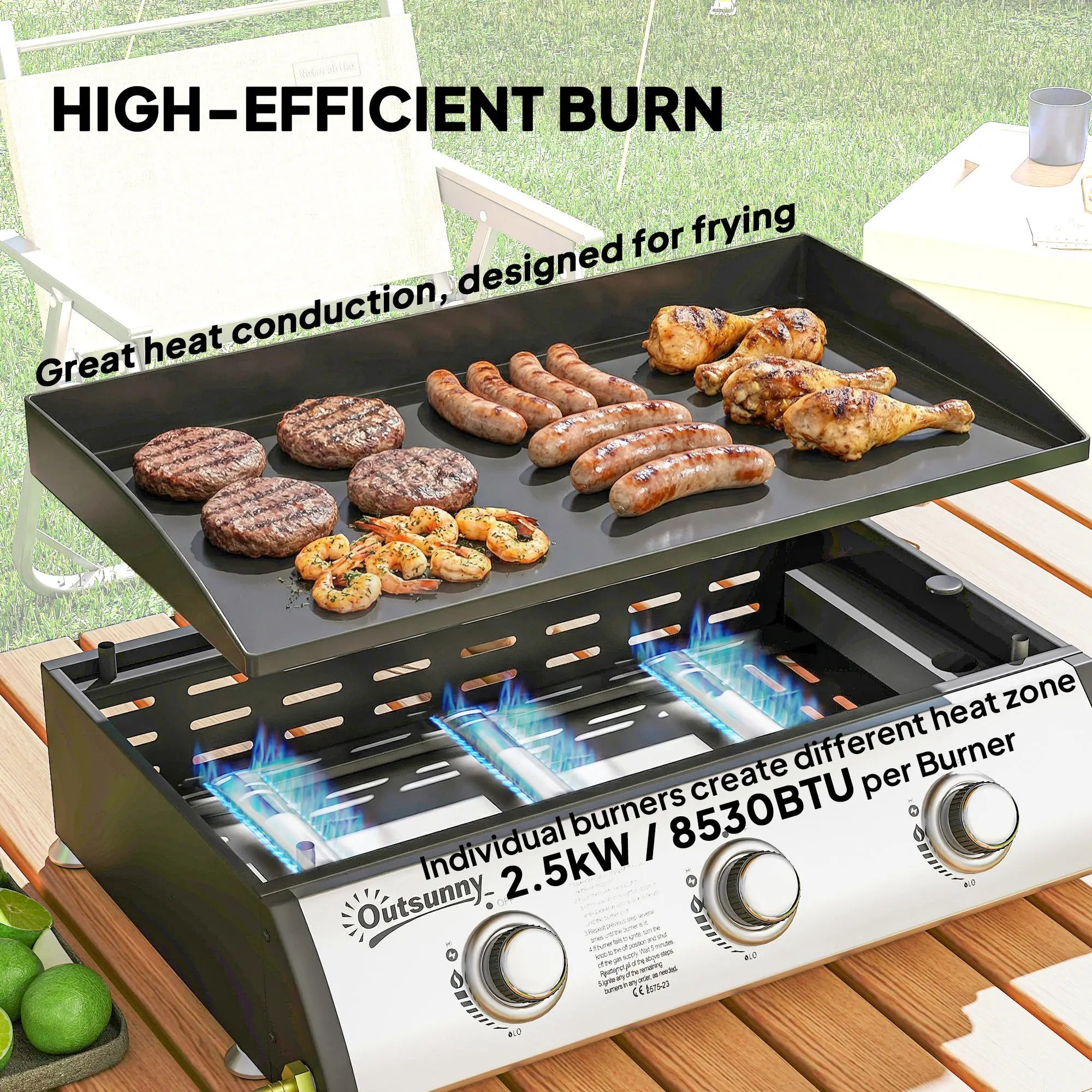 Propane Gas Grill, 3 Burners 8530 BTU, Black Propane Gas Grills at Gallery Canada