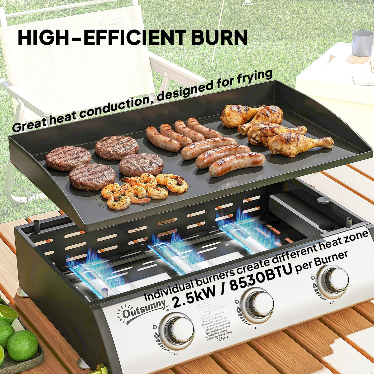 Propane Gas Grill, 3 Burners 8530 BTU, Black Propane Gas Grills at Gallery Canada