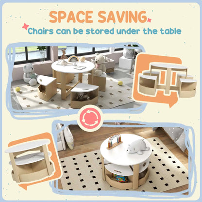 5 Piece Kids Table and Chair Set, with Storage, White Kids Table Sets at Gallery Canada