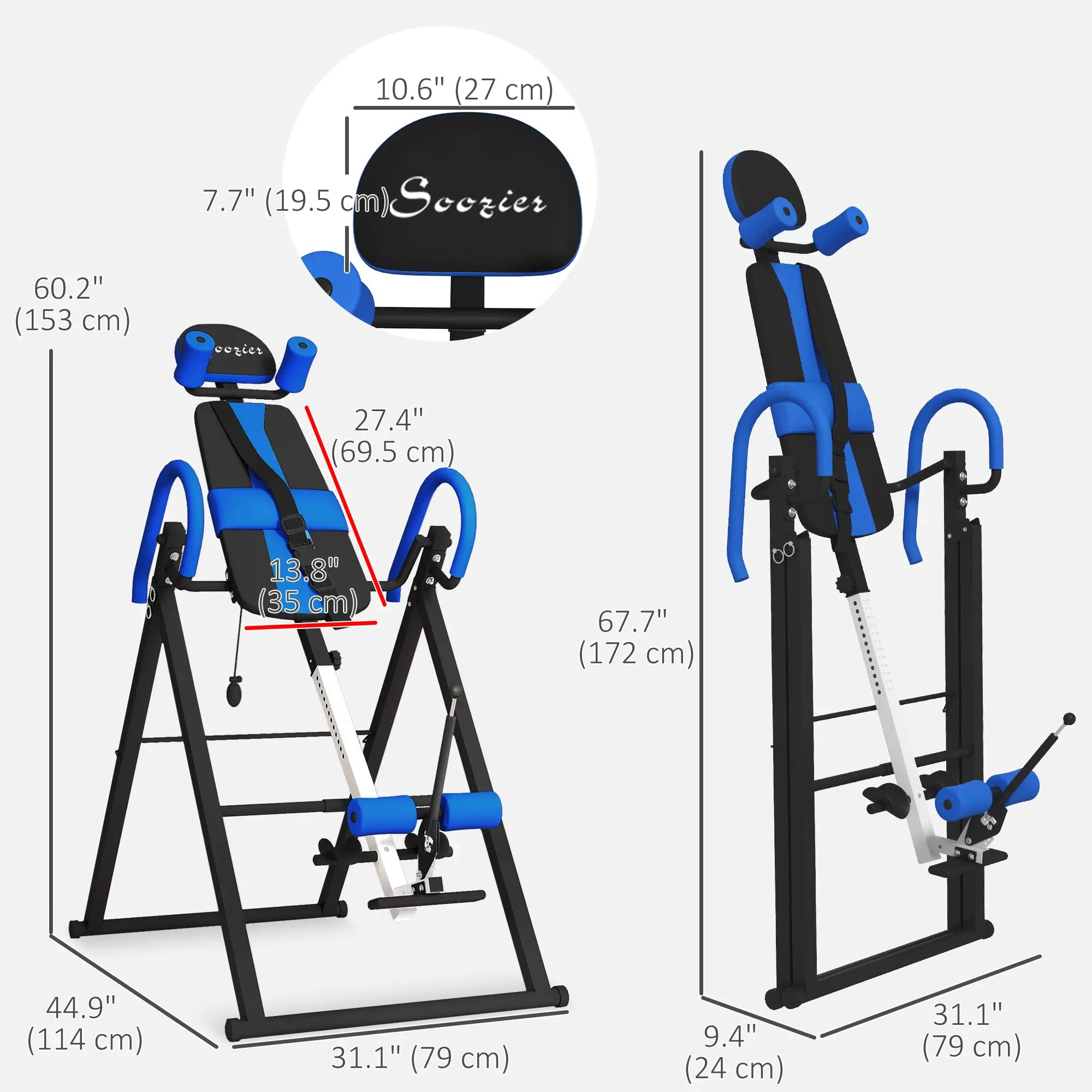 Folding Inversion Table, 20°/40°/60° Adjustable, with Safety Belt and Waist Pad for Back Pain Relief Strength Training Equipment at Gallery Canada
