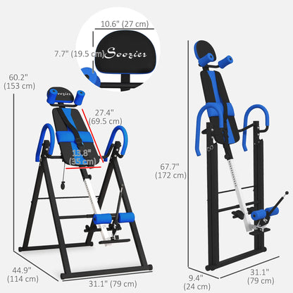 Folding Inversion Table, 20°/40°/60° Adjustable, with Safety Belt and Waist Pad for Back Pain Relief Strength Training Equipment at Gallery Canada