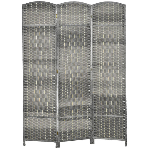 6 Ft Tall Folding Room Divider, 3 Panel Portable Privacy Screen, Mixed Grey