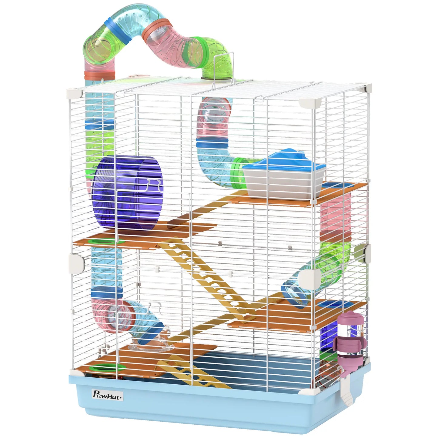 5-Tier Hamster Cage with Wheels, Tube, Water Bottle, Light Blue Hamster Cages Light Blue and White at Gallery Canada
