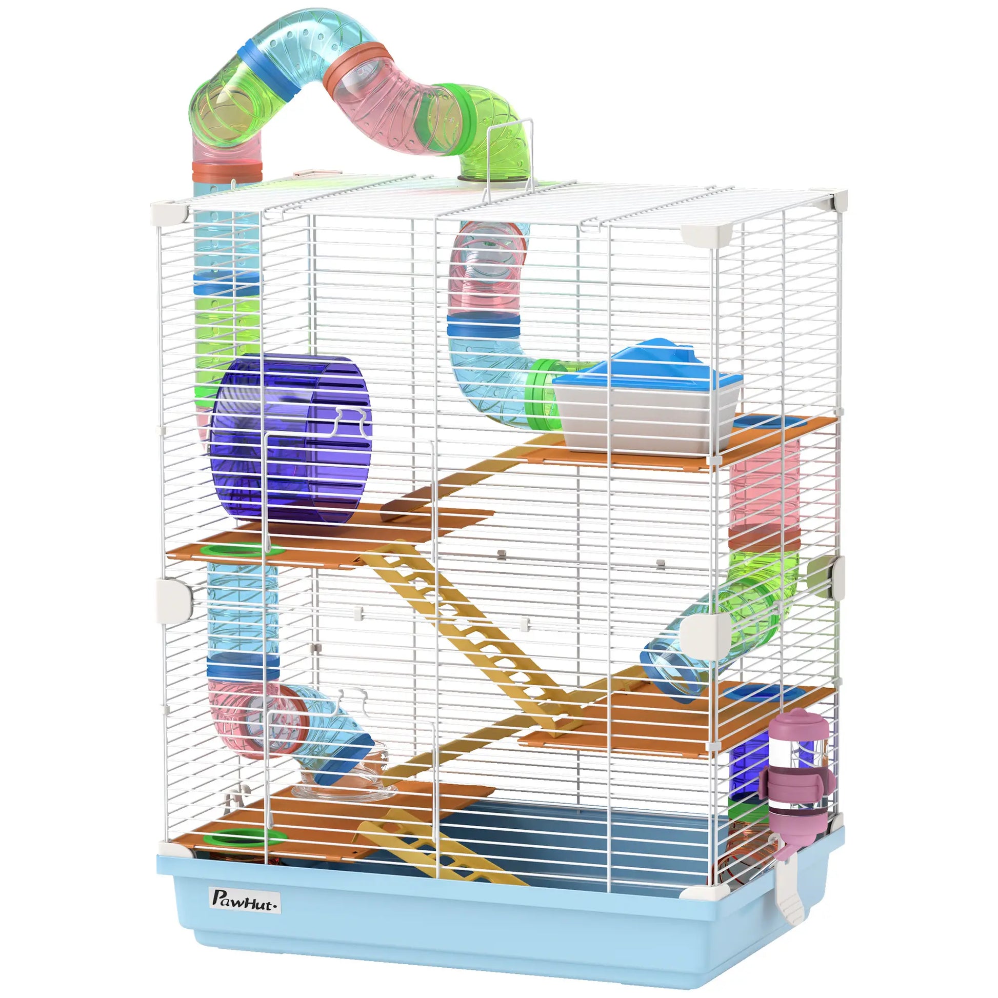 5-Tier Hamster Cage with Wheels, Tube, Water Bottle, Light Blue Hamster Cages Light Blue and White at Gallery Canada