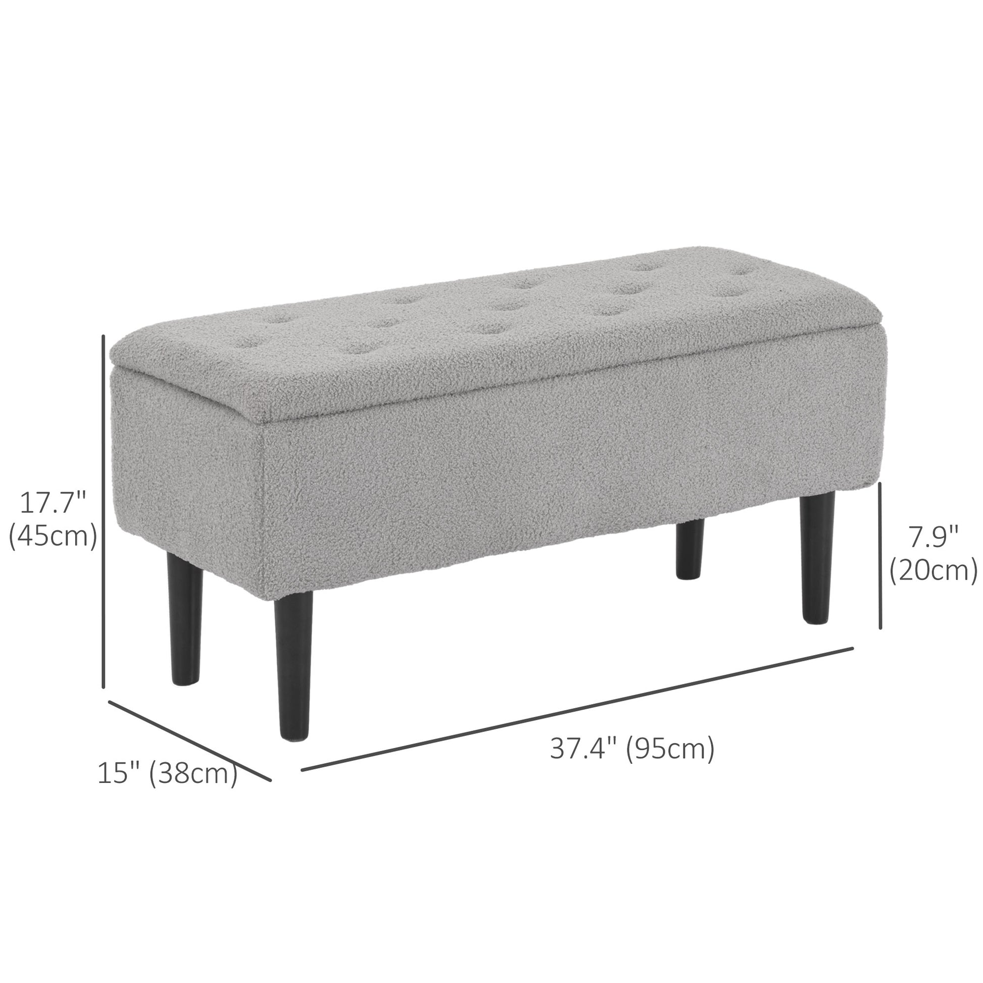 Modern Storage Bench, Ottoman with Storage and Lamb's Wool Upholstery for Living Room, Bedroom at Gallery Canada