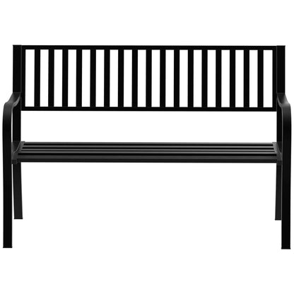 50" Steel Garden Bench Patio Chair Outdoor Seat, Black Outdoor Benches at Gallery Canada