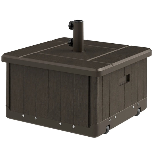 Outdoor Umbrella Base with Wheels, End Table, Flower Box, 176 lbs., Brown Umbrella Bases Brown at Gallery Canada