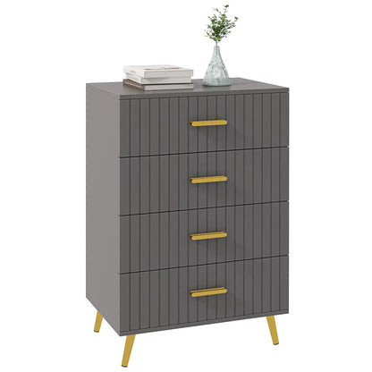 4 Drawer Cabinet, Bedroom Chest, Aluminium Legs, Gold Handles, Dark Grey Storage Cabinets at Gallery Canada