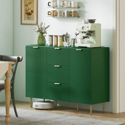 Modern Kitchen Storage Cabinet, Sideboard Buffet, 3 Drawers, Adjustable Shelves, Green Bar Cabinets at Gallery Canada