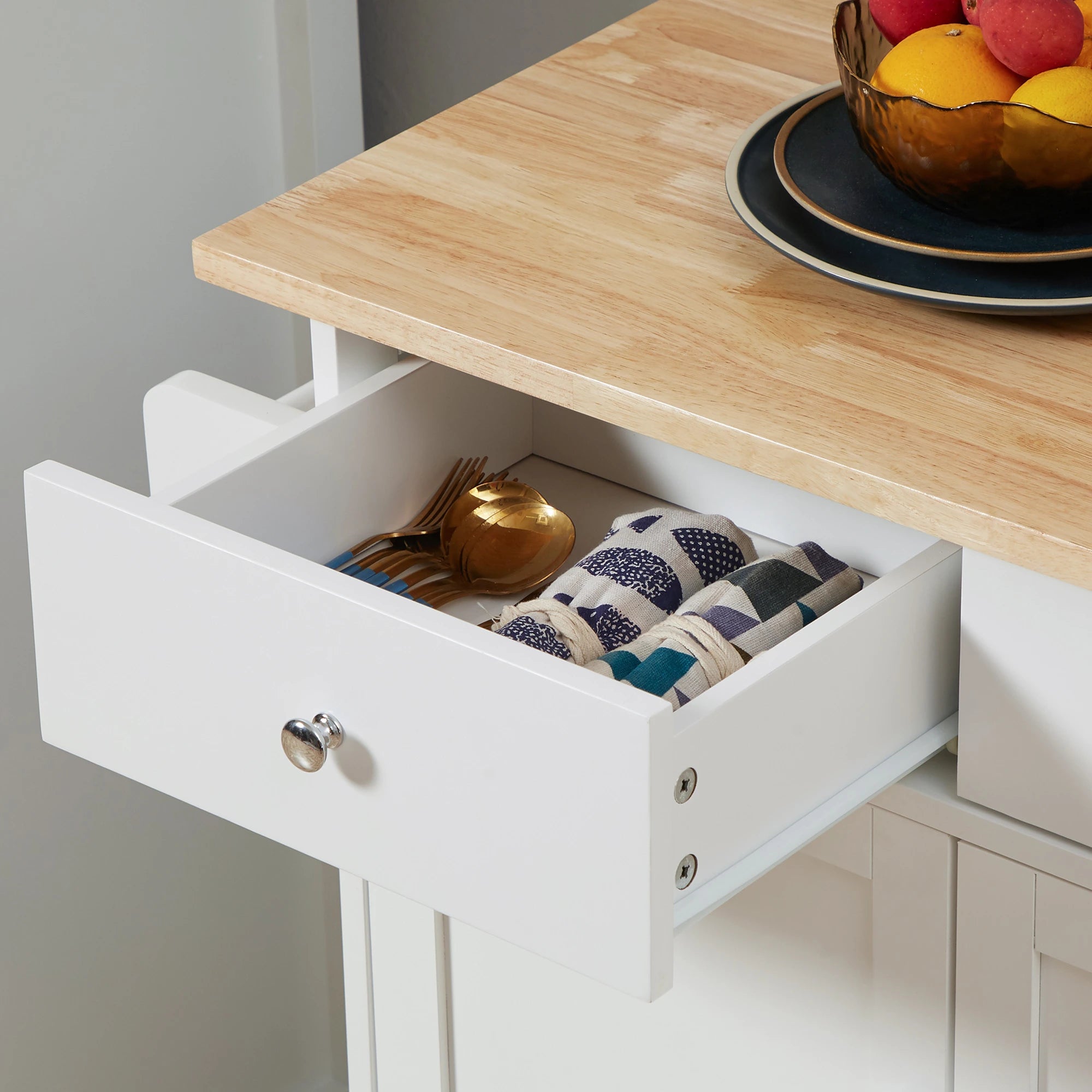 Rolling Kitchen Island with Storage, Adjustable Shelf, White Kitchen Islands & Kitchen Carts at Gallery Canada