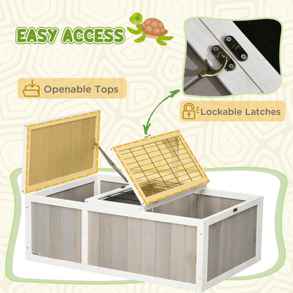 Wooden Tortoise Habitat, Openable Top, Run Cage, Two Rooms, Grey Houses & Habitats at Gallery Canada